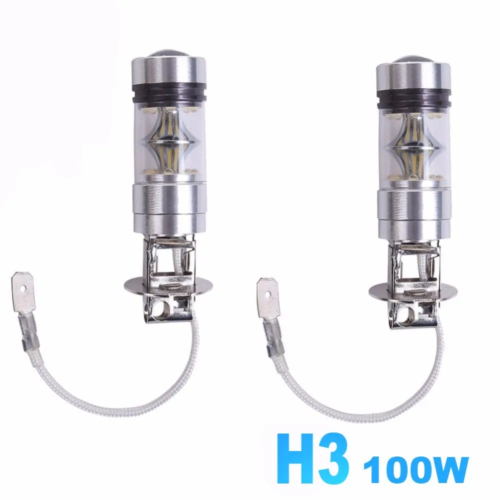 H3 100W Fog Lamps White 6500K 12V Car LED Bulb Light Projector lens ...