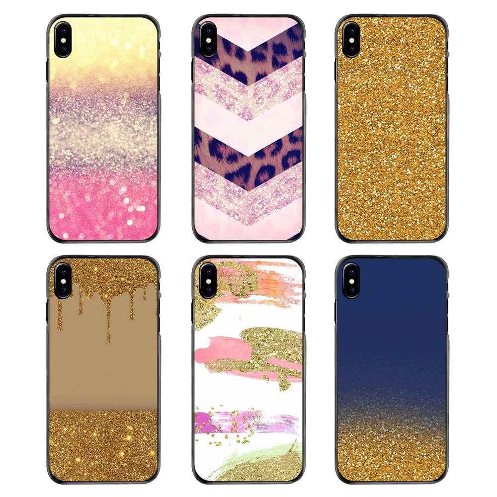 For iPhone 4 4S 5 5S 5C SE 6 6S 7 8 Plus X XR XS Max iPod Touch Gold Pink Glitter Cross Accessories Phone Cases Cover |