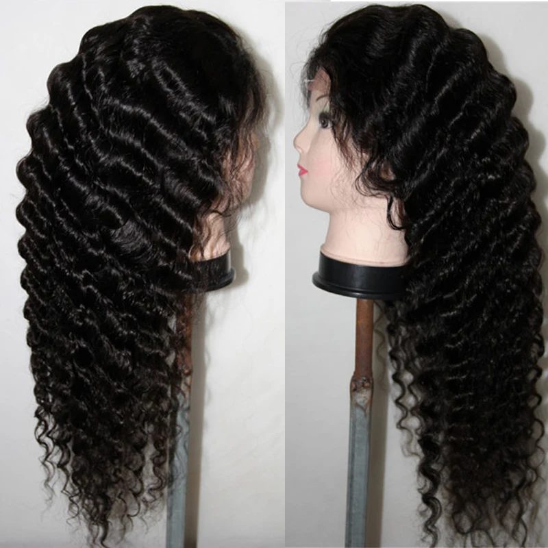 LUFFYHAIR 1"-24" глубокие волнистые парики для волос бразильские Remy человеческие парики для женщин Безглютеновые парики для волос с волосами младенца