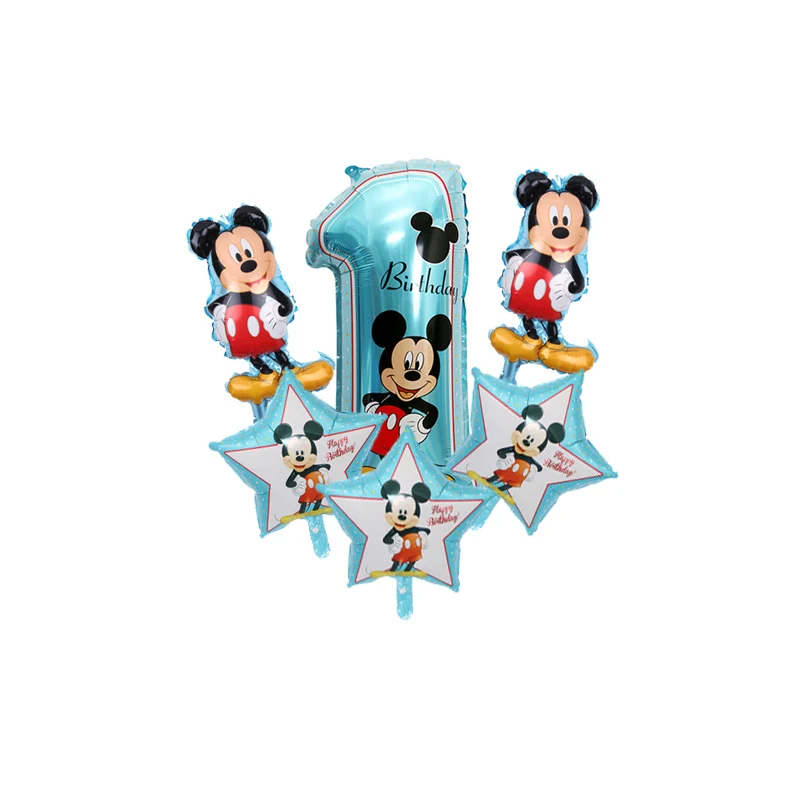 

6pcs Mickey ball New cartoon style aluminum balloon baby 1 birthday party decoration decorative inflatable toys self-sealing