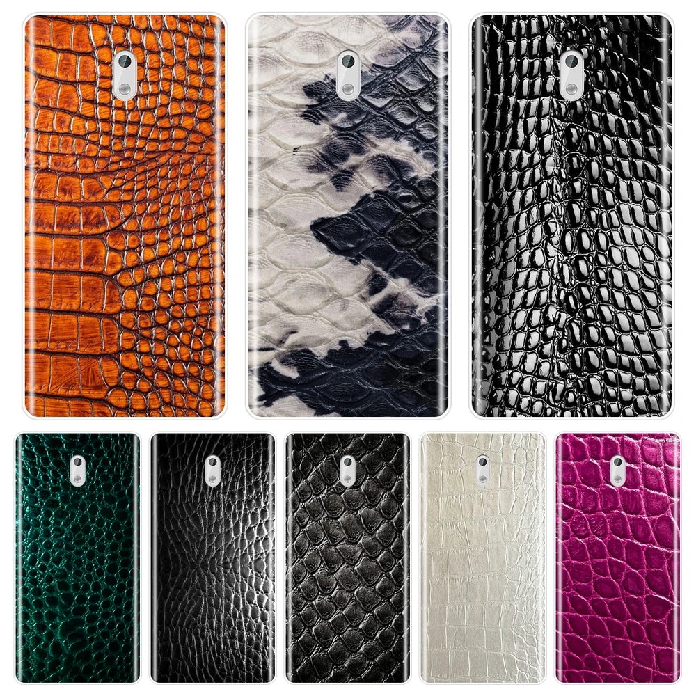 

Phone Case For Nokia 8 6 5 3 2 1 Silicone Soft Crocodile Skin Printing Black White Purple Back Cover For Nokia 7 Plus X6 Case
