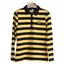 Baharcelin полосатая хлопковая рубашка поло размера плюс 4XL женская рубашка с отложным воротником и длинным рукавом тонкие хлопковые женские Т-образные Топы Muje