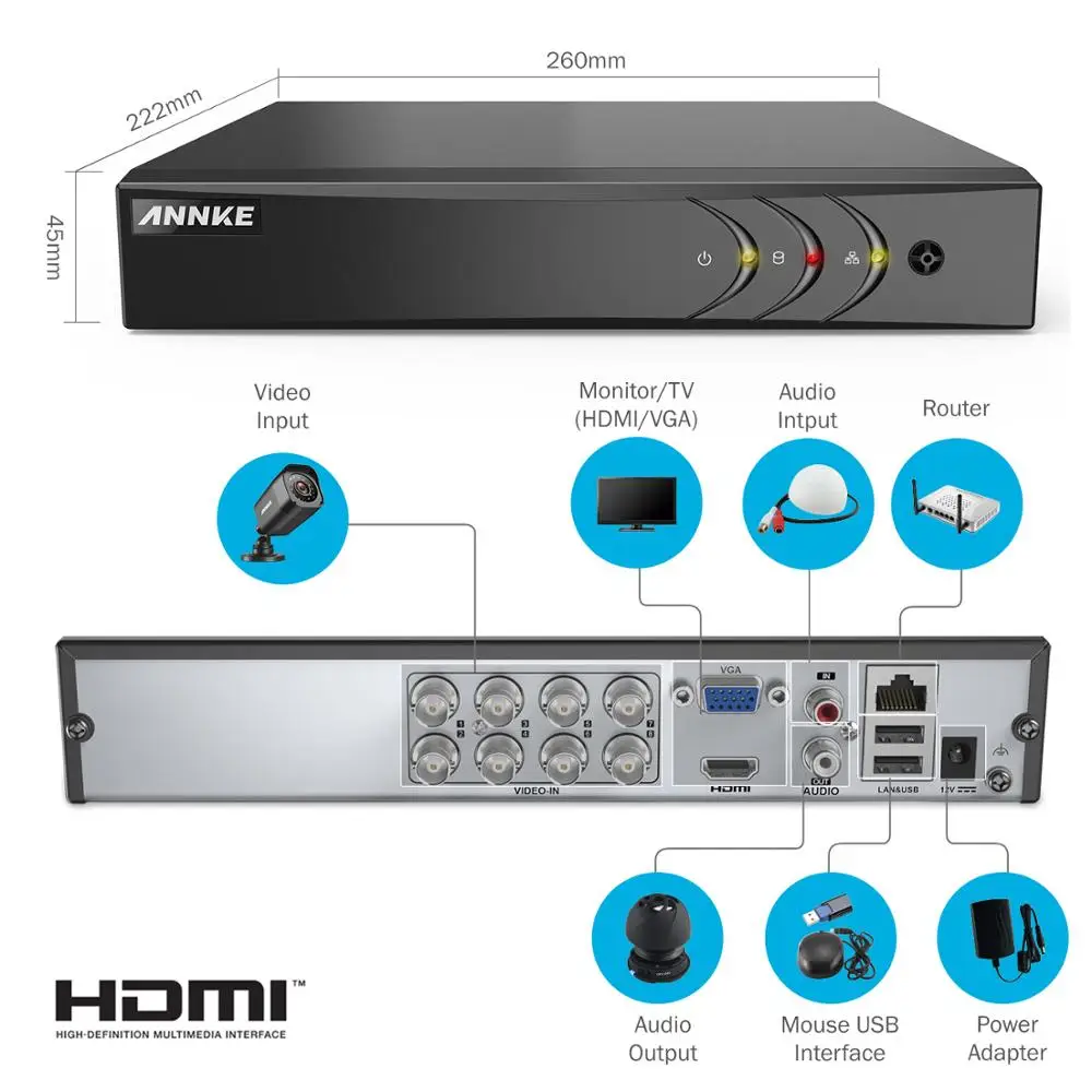  ANNKE 1080P 8CH CCTV Camera DVR System 4pcs IP66 Waterproof 2.0MP White Dome Cameras Home Video Sur - 33018386739