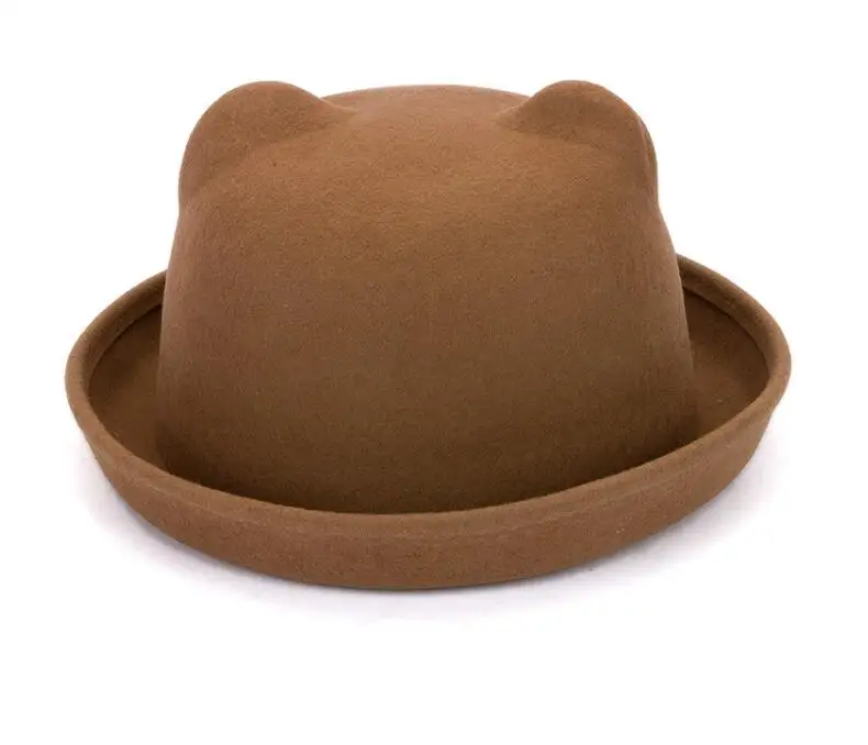 Новый корейский вариант осенние и зимние шапочка с кошачьими ушками кашемир медведь отбортовки купол Конный шерсть Шерстяная кепка, шляпа