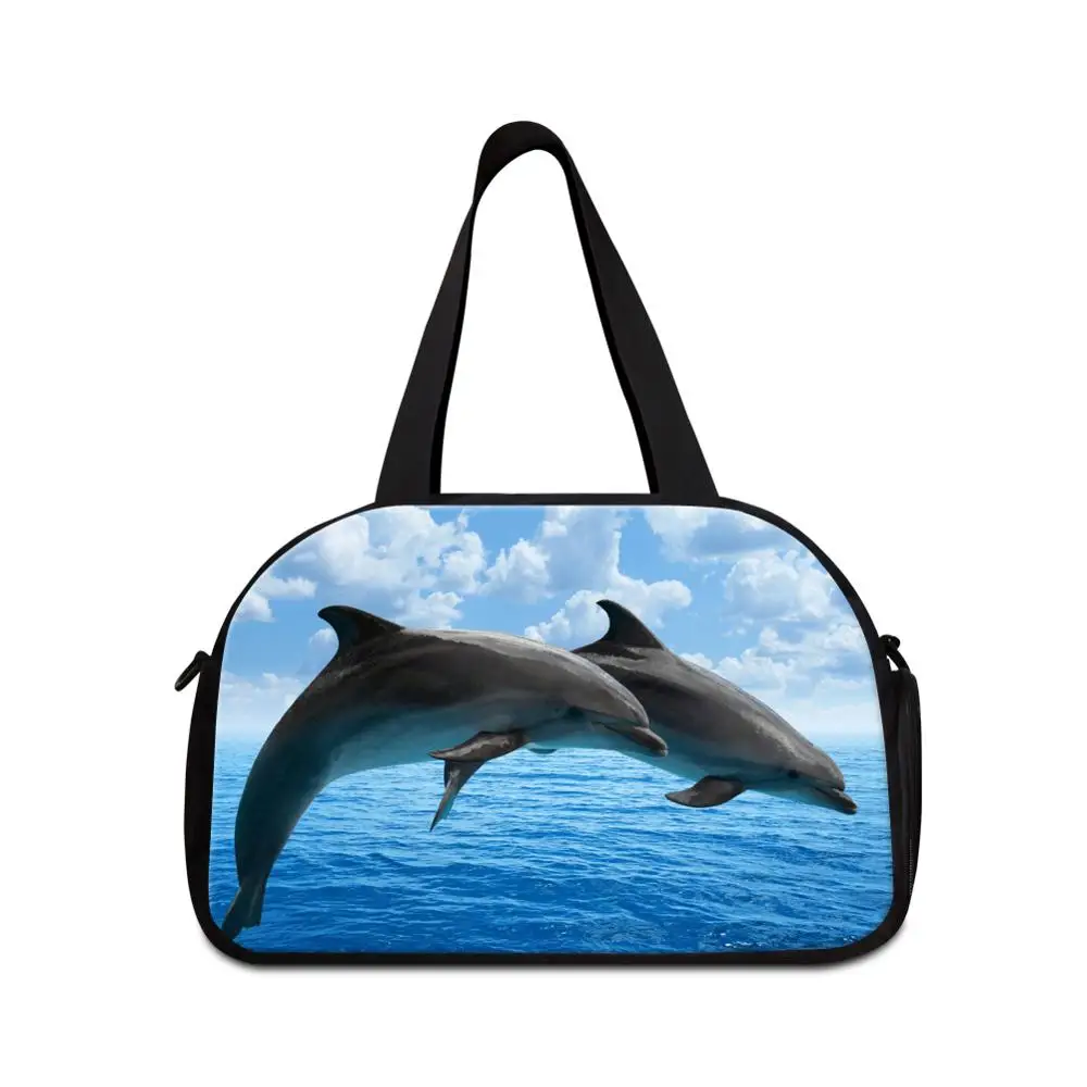 Средний размер вещевой мешок животный узор Акула дорожные сумки для woemen милая сумочка девчачья Спортивная Сумка вместительная сумка для путешествий для молодежи - Цвет: Синий