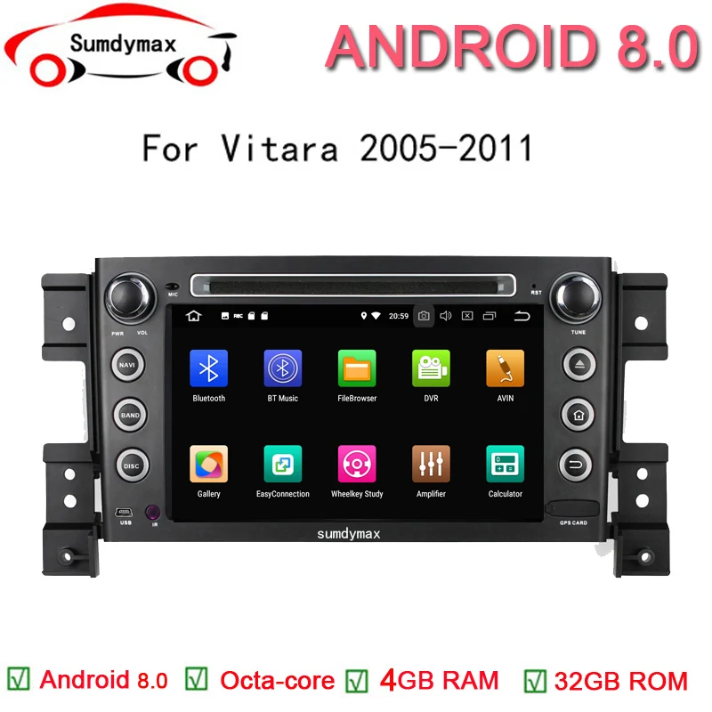 

Android 8.0 Car Multimedia Player For SUZUKI grand vitara 2005-2011 car stereo audio with octa core 4G 64G 1024*600 HD