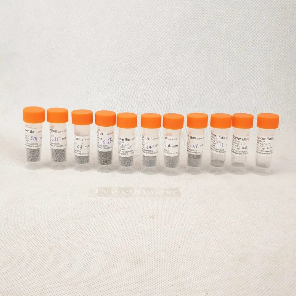 Leaded BGA Reballing Solder Balls 25000pcs/bottle sizes 0.2/0.3/0.35/0