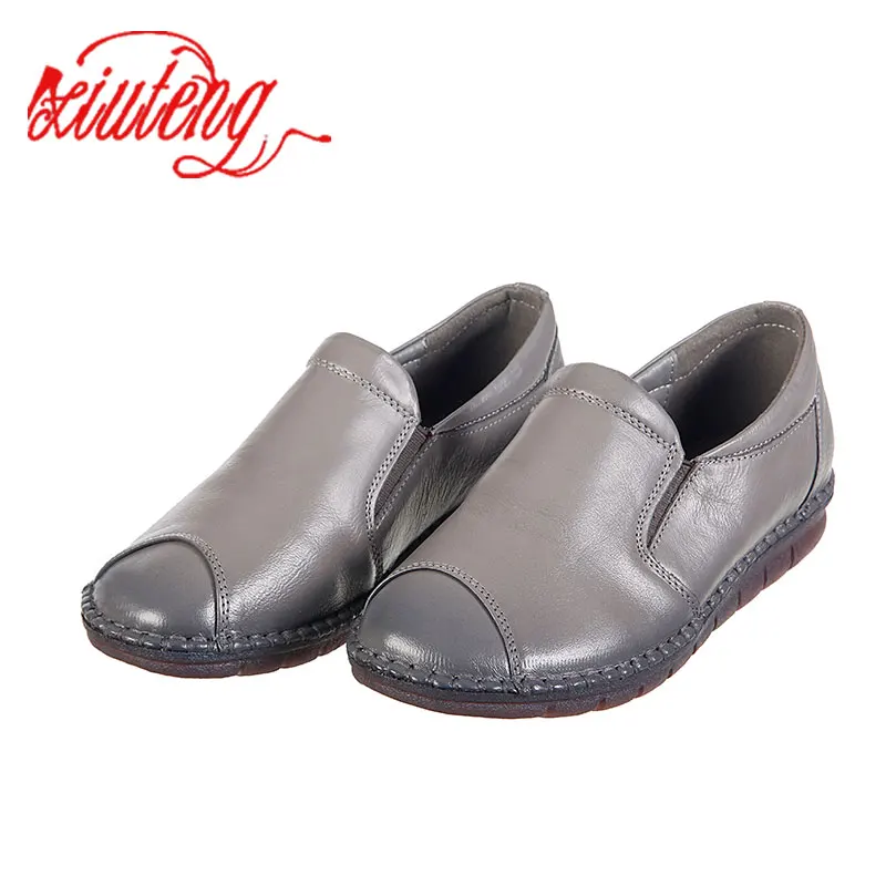 

Xiuteng Spring Fashion Loafers 100% Genuine Leather Single Shoes Soft Summer Casual Flat Shoes Women Flats mother shoes