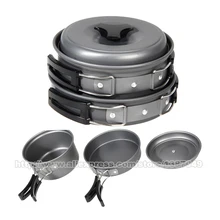 8 Pcs/Set Outdoor Cookware Portable Cooking Pots Pans Bowls Camping Hiking Picnic Aluminum Alloy Cooking Set