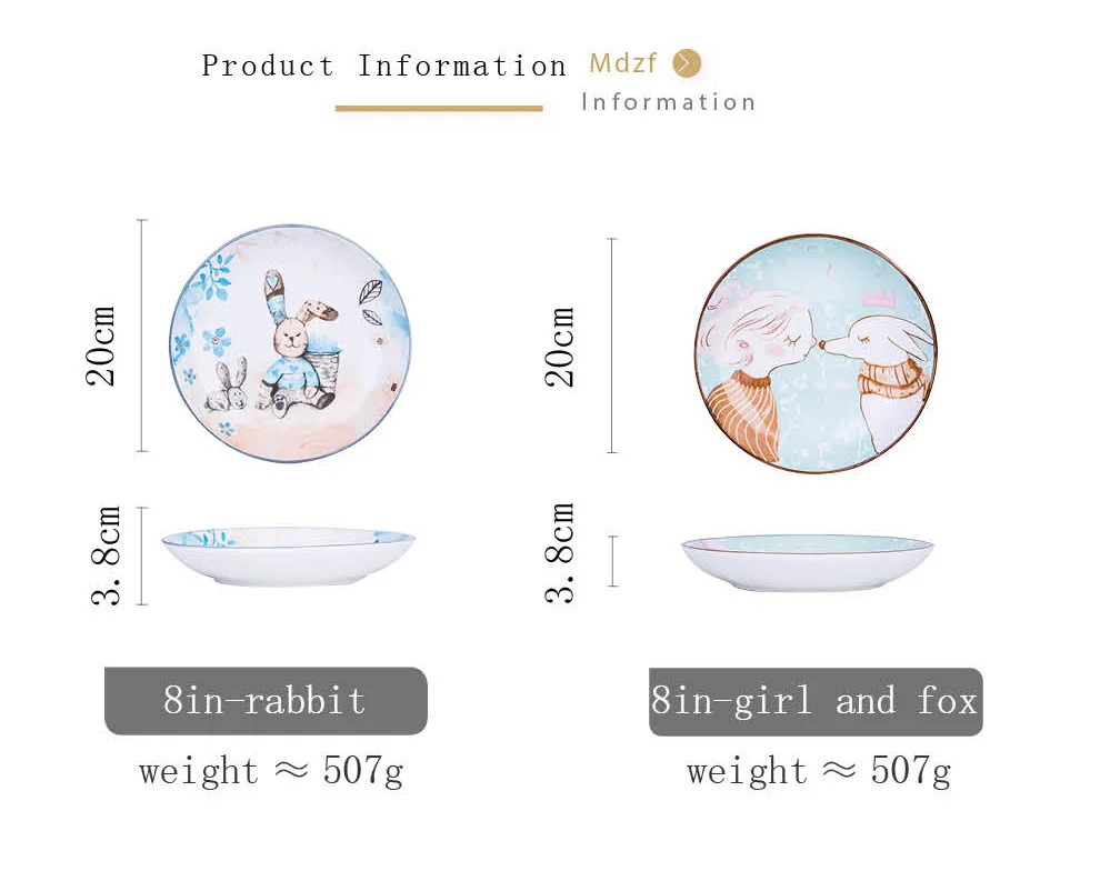 MDZF SWEETHOME 8 дюймовая пластина милый мультяшный в виде животных для маленьких блюда закуски десертный ужин пластины
