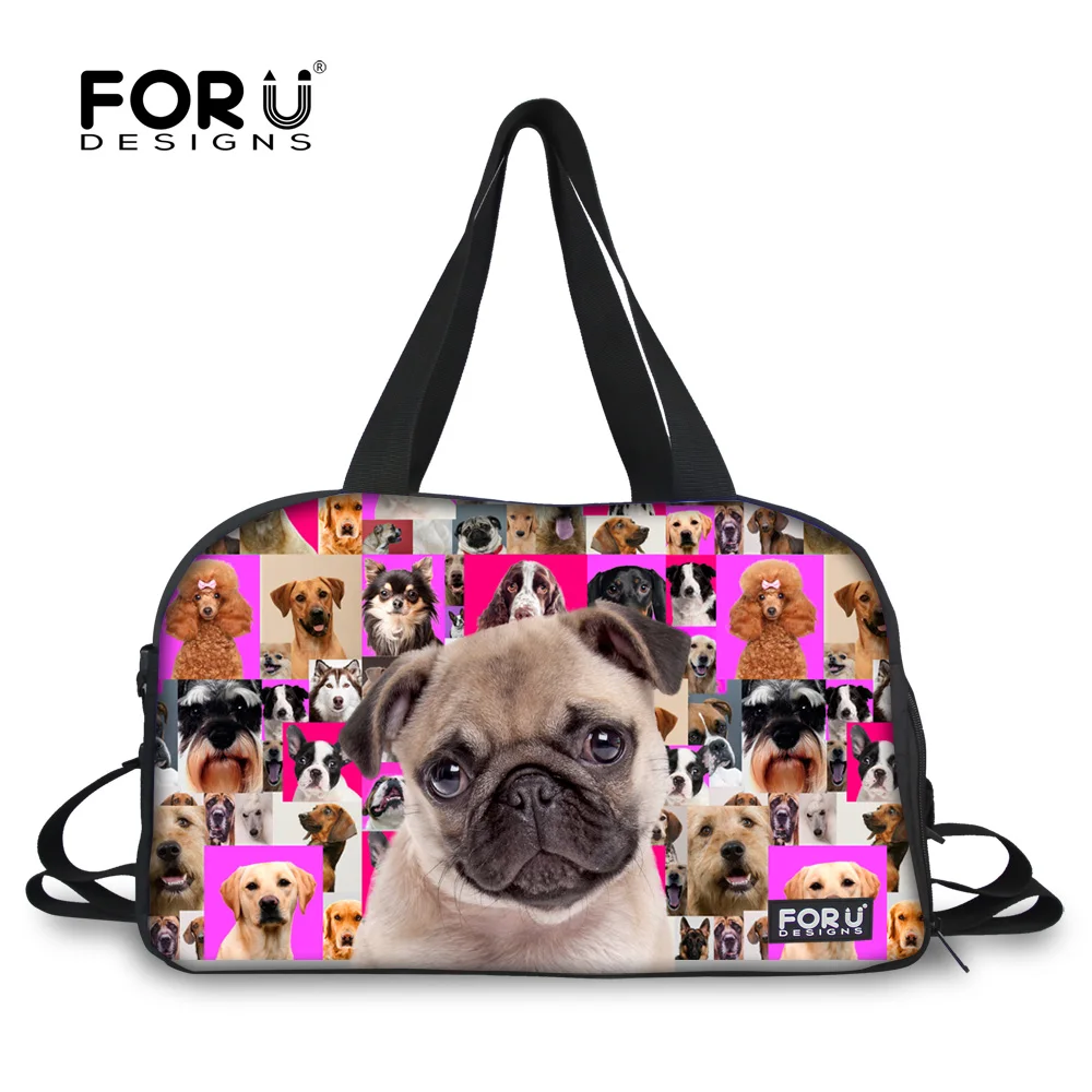 

Mulitifunctional Animal Women's Travel Bag Large Capacity Female Luggage Bag Pug Dog Poodle Print Travel Duffel Bolsa Feminina