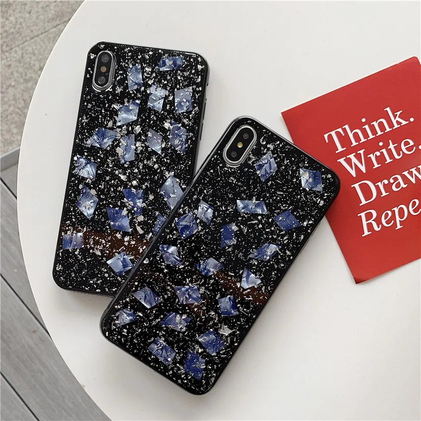 Black Plastic Drop Silver Foil Phone Case for iphone 6 6s 7 8 Plus All-inclusive Anti-fall Soft Cover XS Max XS XR X Black Plastic Drop Silver Foil Phone Case for iphone 6 6s 7 8 Plus All-inclusive Anti-fall Soft Cover XS Max XS XR X