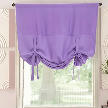 

Roman Curtains Purple Kitchen Cabinet Curtains for Living Room Window Door Drapes Black Short Curtains Shade Blinds DL010 #30