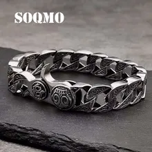 SOQMO, новинка, настоящий 925 пробы, серебряный браслет, браслет для мужчин, серебряные браслеты, 925 ювелирные изделия, Пружинная Застежка, большой бренд SQM265