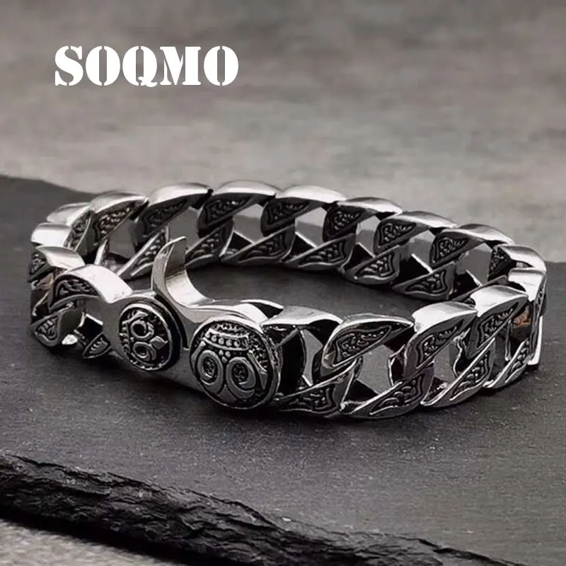 SOQMO Новинка 100% реальное искусственное серебро браслет для мужчин серебряные