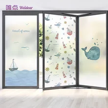 Морской дизайн, наземные стеклянные наклейки для ванной комнаты, туалета, синего балкона, декоративные средиземноморские наклейки на окна