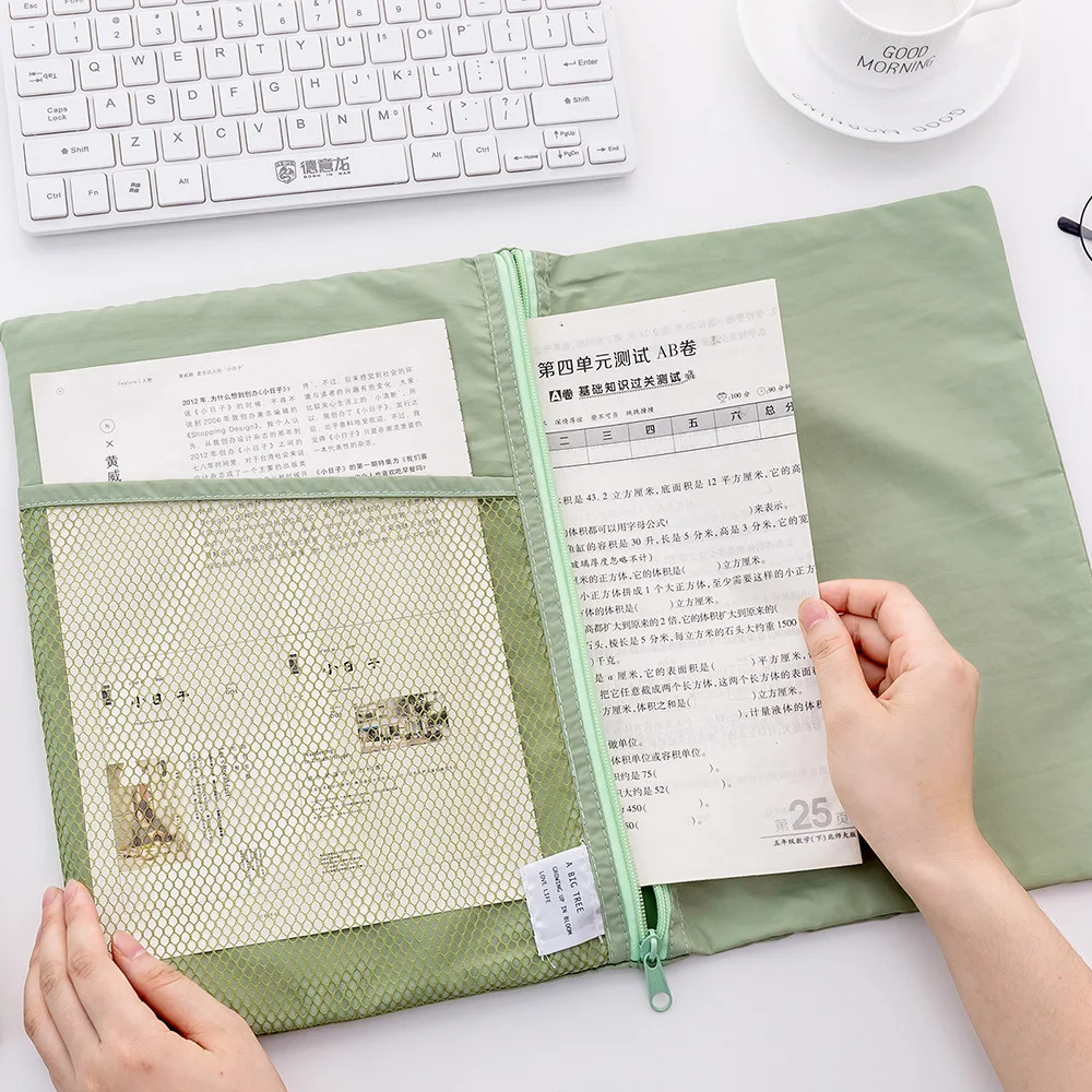 

New Office Learning multifunctional A4 grid foldable document bag information file storage bag