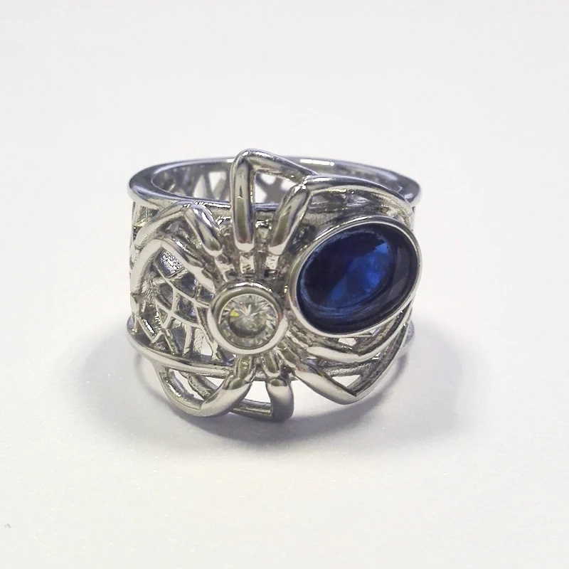 Новое креативное кольцо с пауком Европейский Панк стиль женское кольцо с паутиной инкрустированное синим цирконием обручальное кольцо ювелирные изделия anel anillos