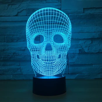 

Skull Head LED Night Light 7 Colors Changing 3D Creative Novel Desk Lamp USB Touch Remote Table lamps Birthday Gift