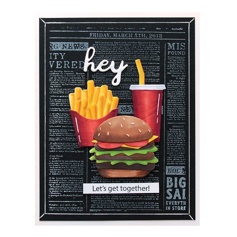 

HamyHo French fries Hamburger Cola Metal Steel Cutting Dies for DIY Scrapbooking album Embossing Die Cut Decor Paper Album Cards