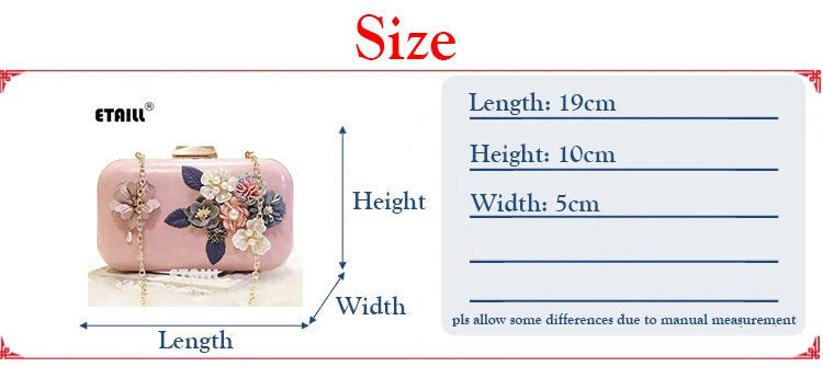 New the chain the Appliques pattern flowers wedding dinner bag