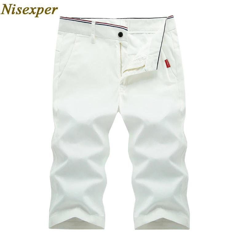 Nisexper 2018 Новая мода шорты Для мужчин хлопок Повседневное Slim Fit сплошной Для мужчин шорты Молния Fly Летние шорты Homme