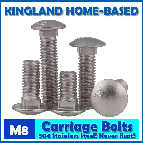 

M8 Cup Head Square Neck Bolts Full Thread Storage Rack Screw Carriage Bolts 304 Stainless Steel Fastener Carriage Plow Bolt