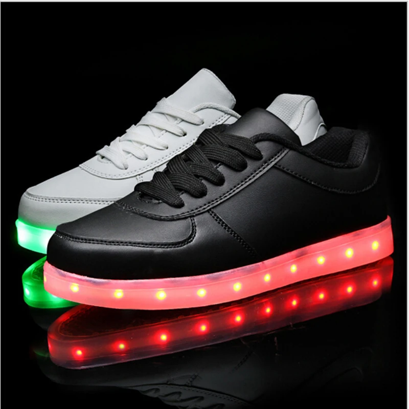 

Kids LED Sneakers 2018 New Fashion Luminous USB Rechargeable Child Shoe Breathable Boys Girls Sports Shoes with lights EU 27~44