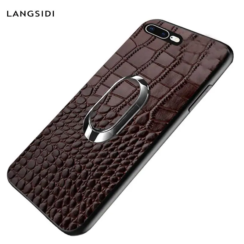 

Natural Leather phone case for iPhone X XS XSmax XR 7 8 8 plus 5 6 5s 6s 7 plus Magnetic Kickstand 360 Full protective cover