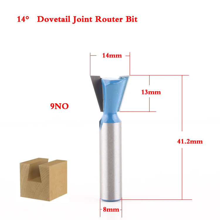 1 шт. 8 мм хвостовик древесины маршрутизатор бит прямой Концевая фреза триммер очистка заподлицо отделка угловая круглая бухта коробка биты инструменты фреза - Длина режущей кромки: 9NO