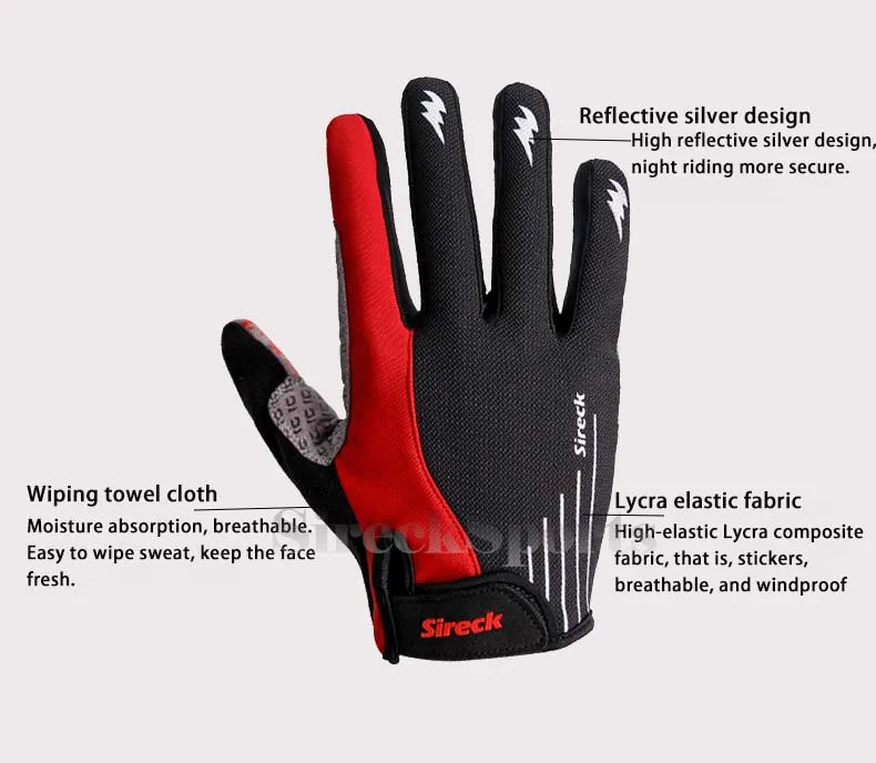 Sireck, зимние велосипедные противоскользящие перчатки с сенсорным экраном, мягкие мужские и женские велосипедные спортивные перчатки из дышащего материала, велосипедные перчатки