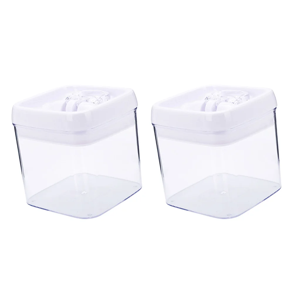 2 шт Пластиковые прозрачные герметичные квадратные банки для хранения продуктов контейнеры для закусок для орехов пряность для чая(0.9л/1.3л