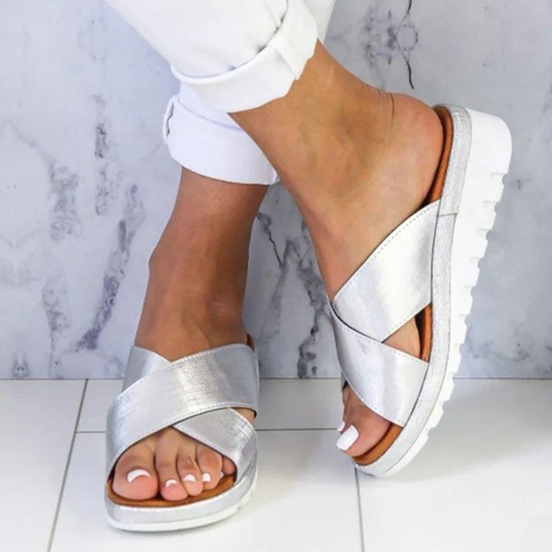 

Women Summer Outdoor Slippers Flip Flops Female Casual Mid-heel Wedge Soft Bottom Indoor Comfortable Beach Shoes Plus Size 35-43