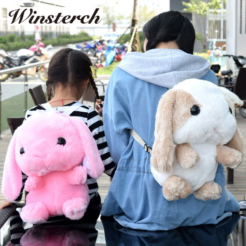 Lovely School Backpack 44cm 1PC Cute Rabbit Plush Backpack Plush Bag Soft toy girls dolls Birthday