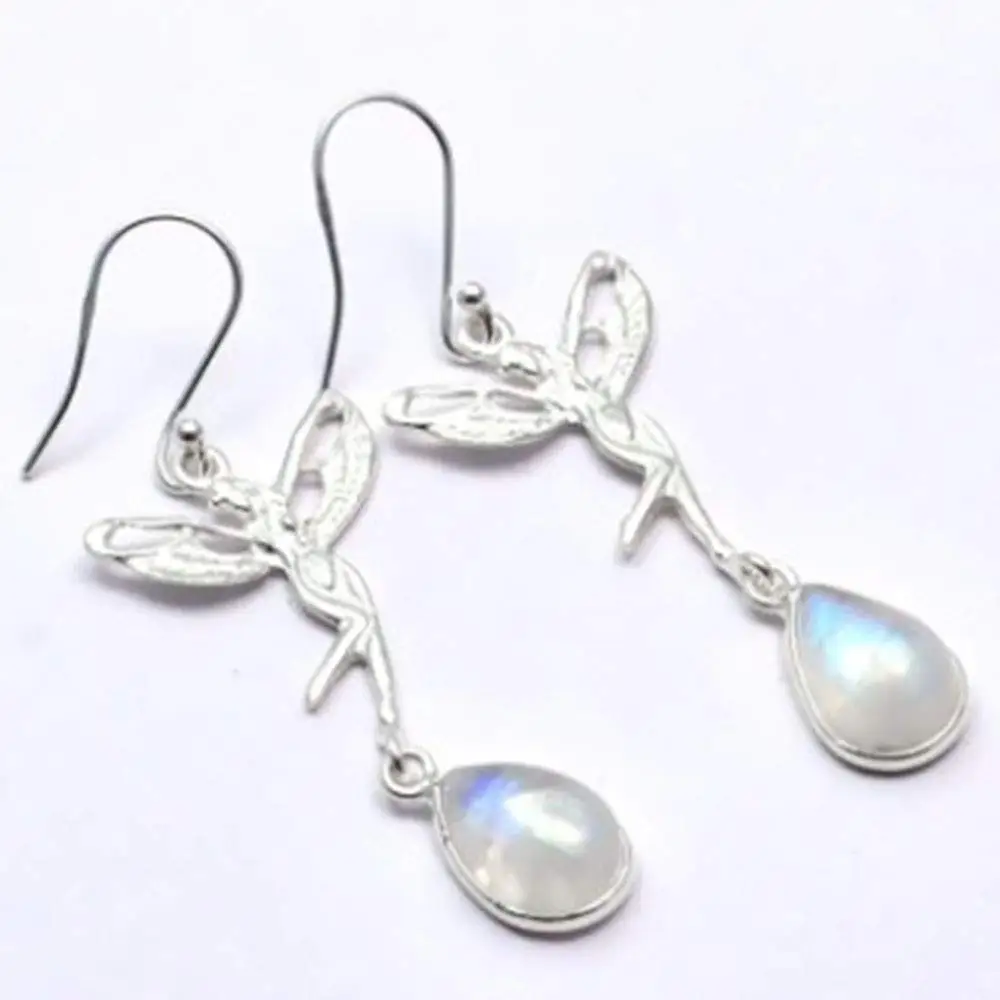 

Genuine Rainbow Moonstone 925 Sterling Silver Earrings, 59 mm, 2SE0220