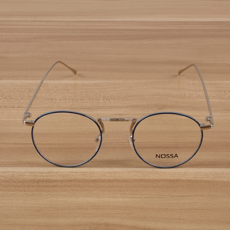 NOSSA, оправы для очков с золотым рецептом, элегантная металлическая круглая оптическая оправа для женщин и мужчин, очки унисекс, очки для близорукости, оправа для очков