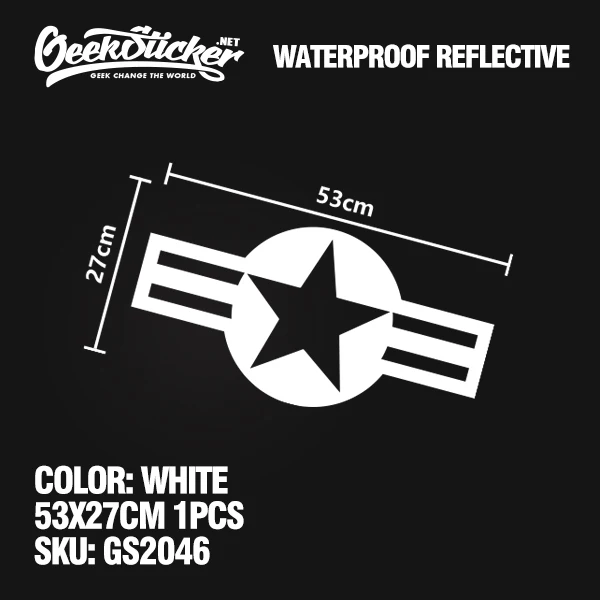 Водонепроницаемый светоотражающий 2 типа автомобиля Стайлинг двери Светоотражающие US Air Force виниловые наклейки для Jeep Cherokee Wrangler Renegade - Название цвета: GS2046 White