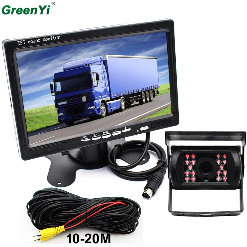 

Car Backup Camera Rear View IR Night Vision + 7" TFT LCD Monitor Parking Assistance System For Truck Van Caravan Trailers Camper