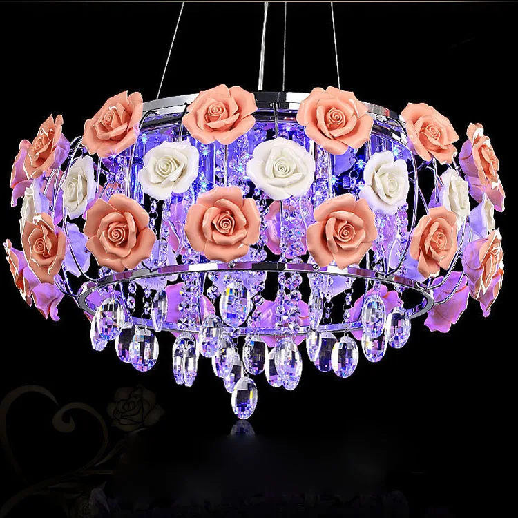 

Modern Romantic Crystal Ceiling Lamp Crystal Bedroom Lamps Rose Vintage Romantic Decorative Ceiling Light Luxury Bedroom Lamp