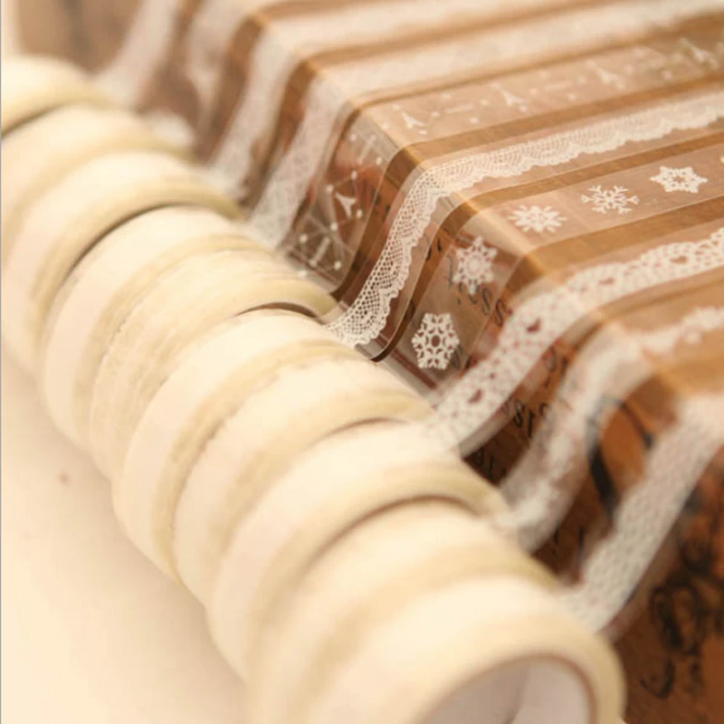 

10pcs 10 patterns Clear Lace Adhesive Tape Kids Scrapbooking Party Decoration Tape 15mm x 10m