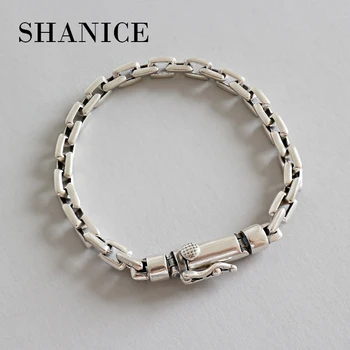 

SHANICE Korean style hand made S925 sterling silver retro old cross chain bracelet men and women silver jewelry punk style
