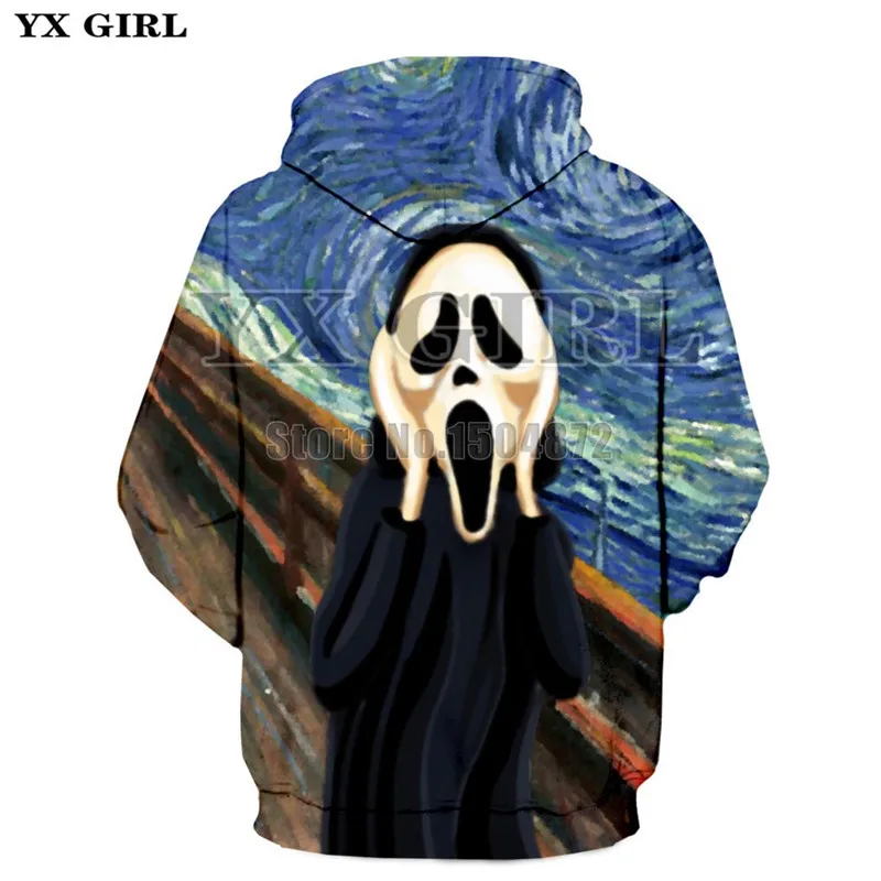 Толстовка YX Girl с капюшоном на Хэллоуин толстовка 3d принтом крика для женщин и