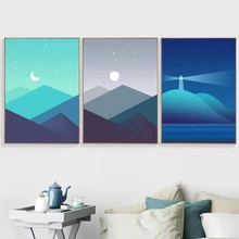 Abstract Landscape Mountain Moon Wall Art Canvas Painting Nordic Posters And Prints Wall Pictures For Living Room Home Decor