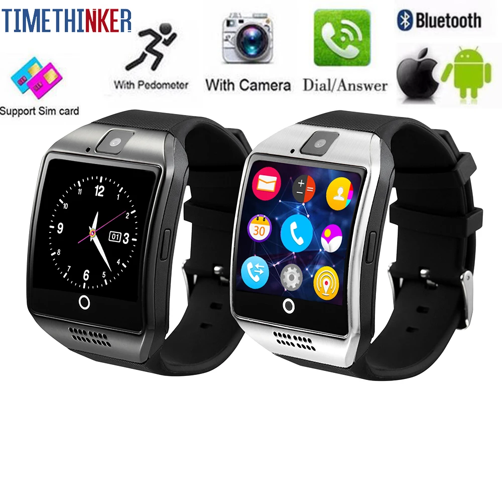 

Timethinker Q18 Smart Watch Bluetooth Call SIM Card Men Smartwatch with Camera Touchscreen Pedometer Relogio 11.11 Watch pk DZ09