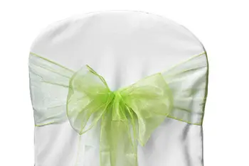 

100Pcs Apple Green Organza Chair Sashes Bow For Wedding/Party Banquet Chairs Decoration Bridal Party Sashes Free Shipping