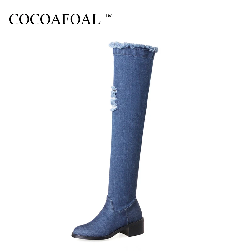 

COCOAFOAL Women's Pointed Toe Thigh High Boots Sexy Winter Woman High Heel Shoes Plus Size 33 43 Platform Over The Knee Boots