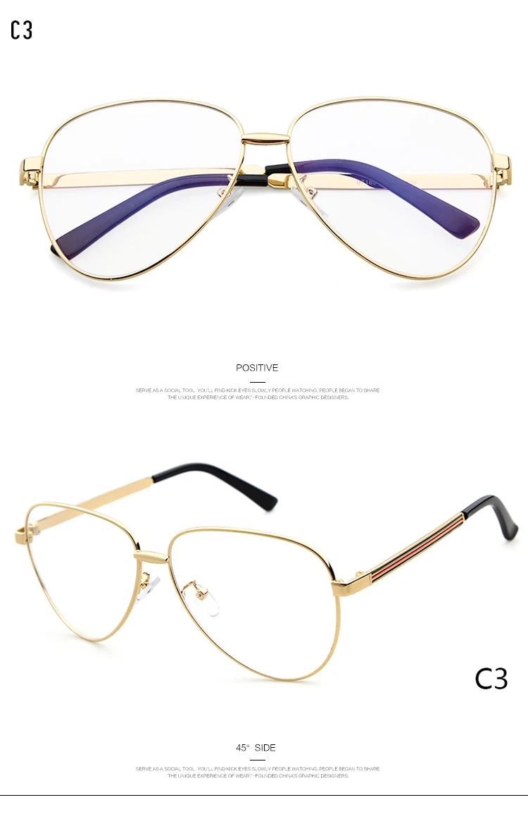 Негабаритные, прозрачные, поддельные очки пилота для мужчин и женщин, прозрачные оптические линзы, металлическая оправа, очки, фирменный дизайн OM312
