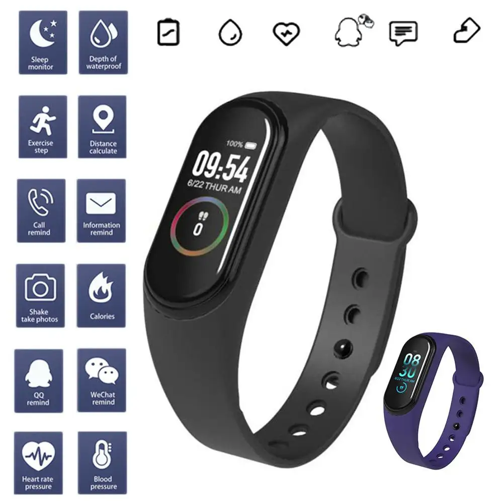 

Sport Smart Bracelet M4 Fitness Tracker Heart Rate Monitor Calories Smart Watch pk Mi band 4 Strap Charger Pulseira inteligente