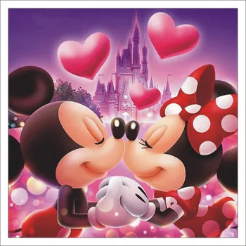 

5D DIY diamond painting , Mickey and Minnie kiss painting, mosaic mural children's room decoration D013
