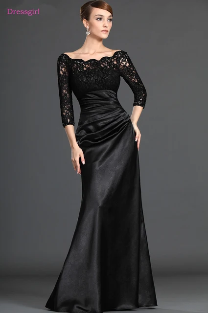 Black 2018 Mother Of The Bride Dresses Mermaid 3 4 Sleeves Satin Black 2018 Mother Of The Bride Dresses Mermaid 3 4 Sleeves Satin Lace Plus Size